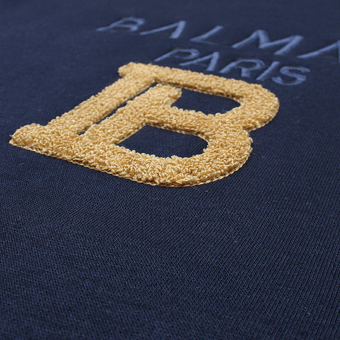Balmain Towel Embroidered Navy Sweatshirt